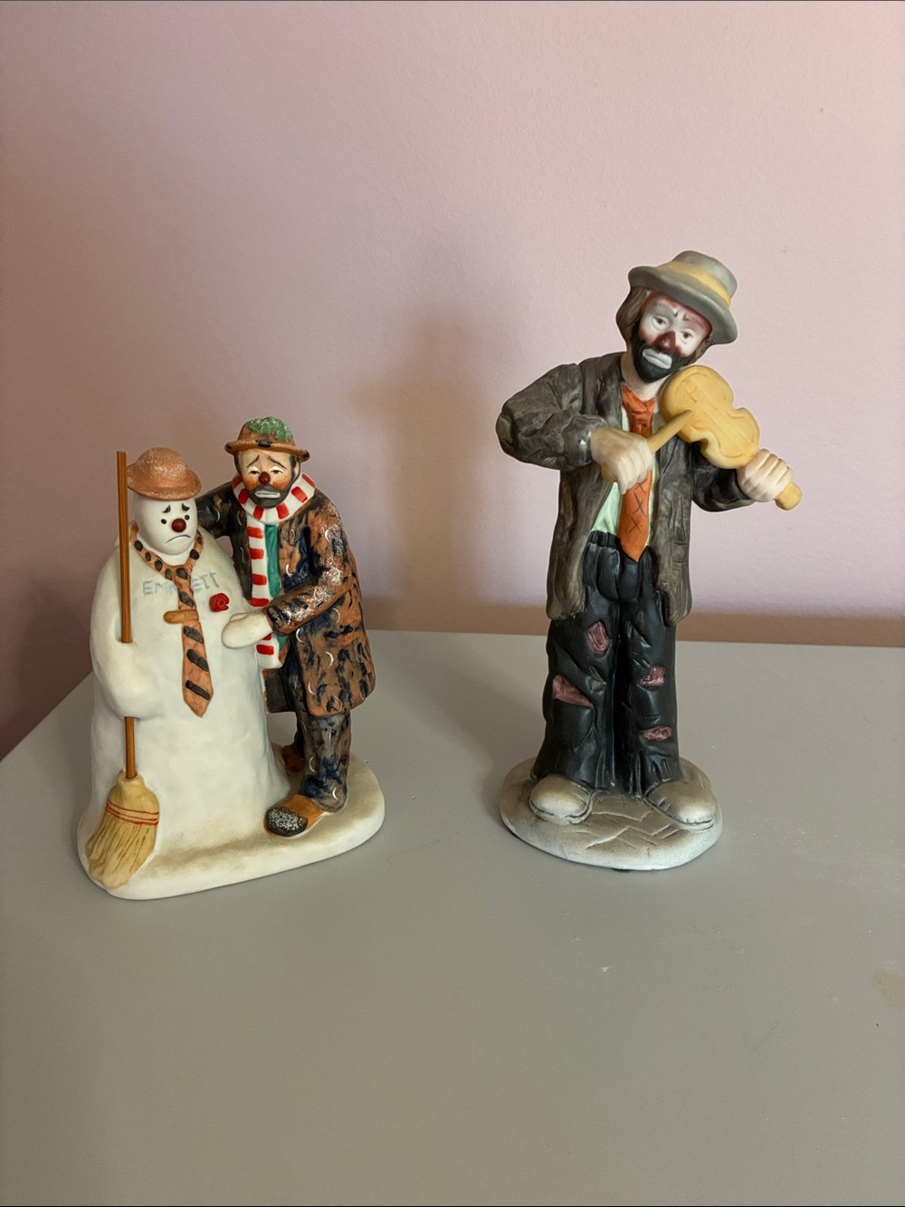 Emmett kelly Hand-Painted Clown & Snowman Figurine Set - Multicolor